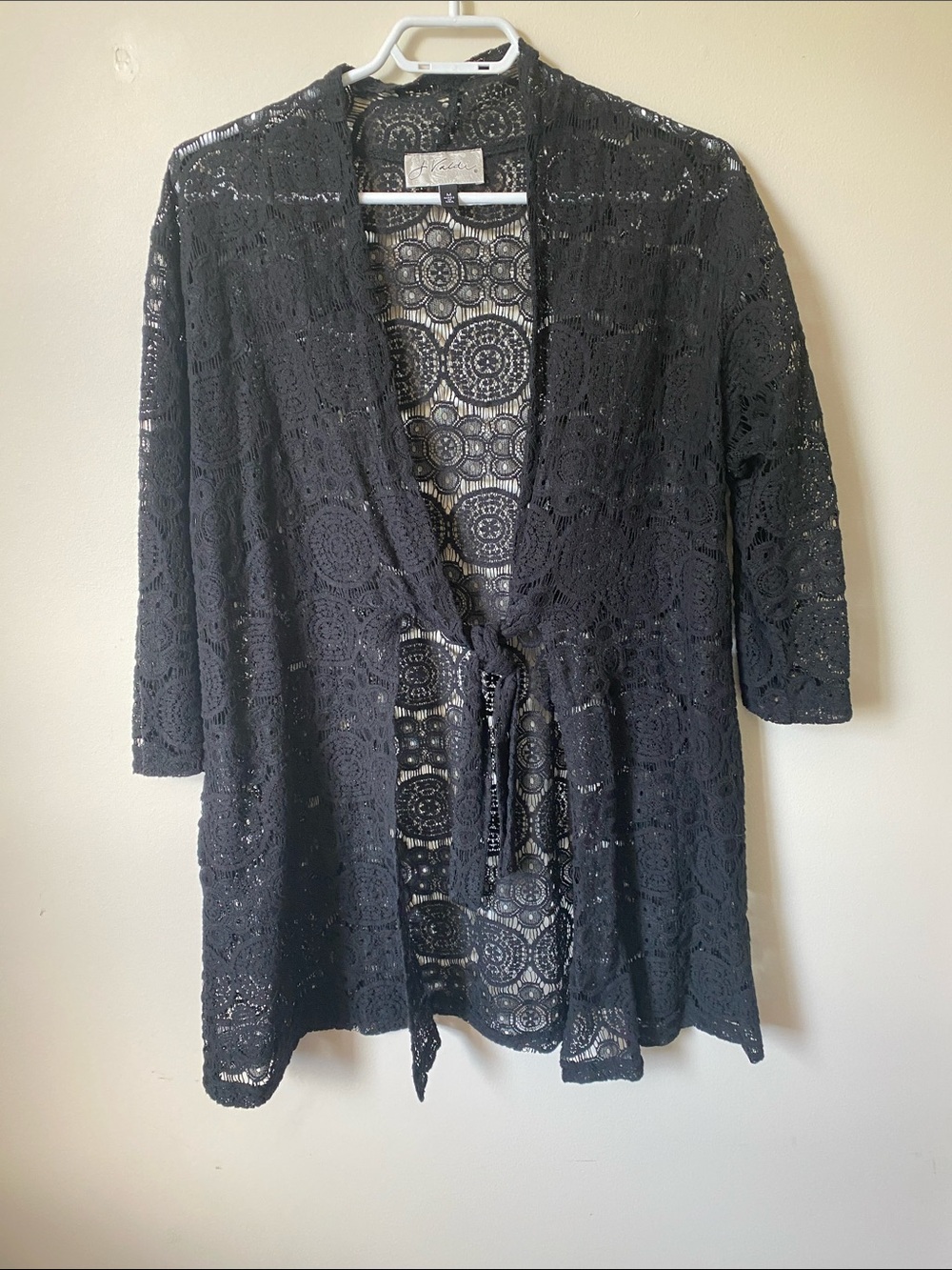Black Lace Tie-Waist Cardigan